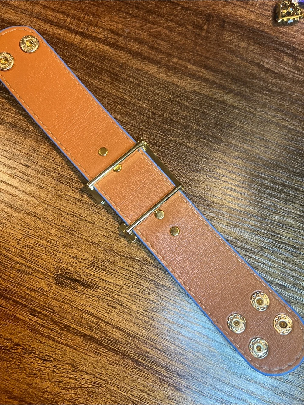 Blue Cherry Monogram Wide Logo Bracelet